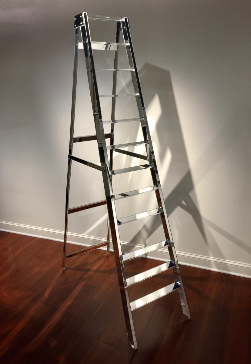 '12-STEP LADDER' - 2017
 (96"'x27"x54")
mirrored acrylic.
Reproduction available upon request.