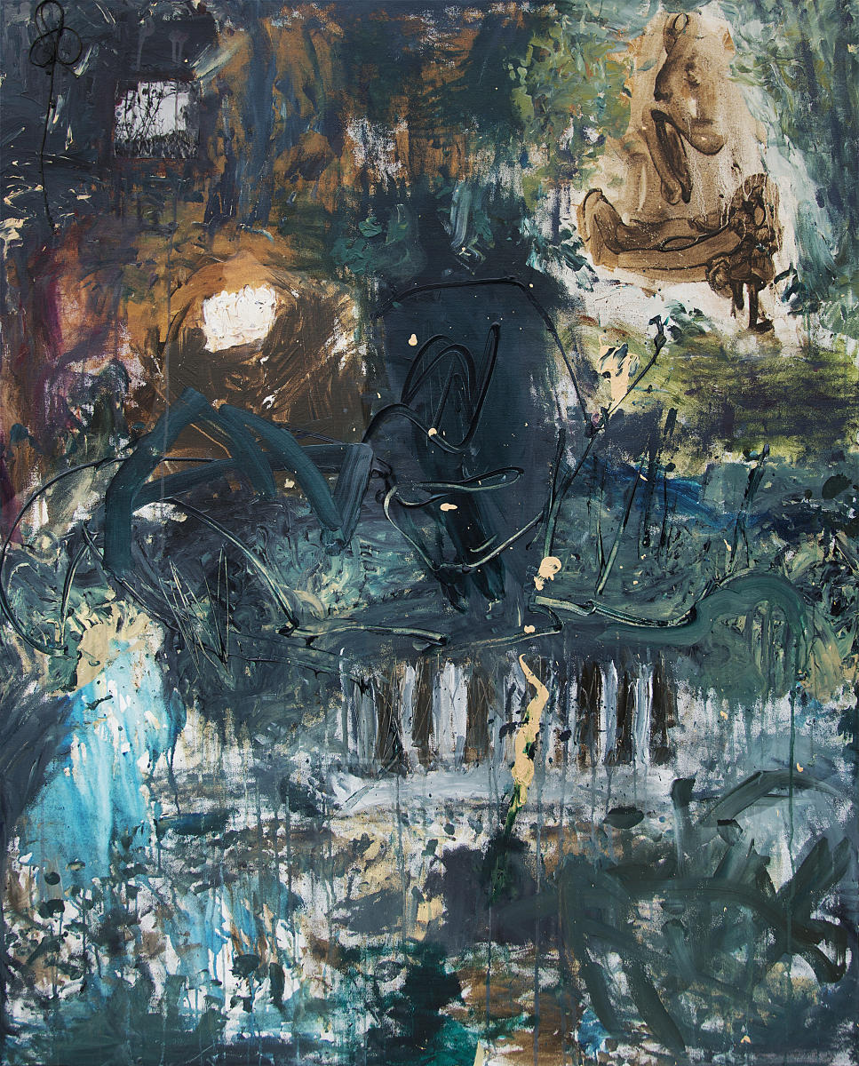 'WAITING' - 2014  
(48"x60")  
acrylic on canvas, personal photograph, string